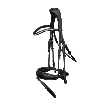 Trense Malibu Schwarzes Haustiergeschirr mit gepolstertem Design und dekorativen Strasssteinen, mit verstellbaren Riemen und Metallclips.