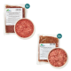 Zwei hausTierkost Rohfutterpakete: eines "Wildtiermischung" und eines "Rindermuskel Fleisch Extra."