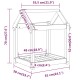 Illustration eines Haustierhauses mit beschrifteten Abmessungen: Höhe 70 cm, Breite 55,5 cm, Tiefe 50 cm, mit einem schrägen Dachdesign.