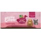 Verpackung von Edgard Cooper Power Bar mit Ente und Huhn, mit Illustrationen eines Hundes und einer Katze, die besagt: "Enthält 35% Protein."
