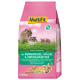 Sac rose MultiFit 800 g d'aliment pour gerbilles, souris et hamsters nains ; trois rongeurs, graines et logo 'No added sugars'.
