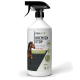 Eine Sprühflasche mit der Aufschrift "REAVET+ BREMSEN STOP", die ein galoppierendes Pferd zeigt, entworfen für effektiven Fliegen- und Pferdefliegenabwehr.
