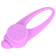 Distributeur de friandises pour animaux de compagnie en silicone violet en forme d'os, avec une prise texturée et un dessus rond avec un design en forme d'os.