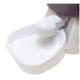 Haustier-Wasserspender mit einer weißen Schüssel und einem Auslauf für einfaches Befüllen, entworfen für eine bequeme Hydration für Haustiere.