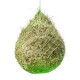 Hängende Heuball, eingewickelt in grünes Netz, ideal für kleine Tiere wie Kaninchen und Meerschweinchen.