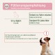 Fütterungsempfehlung: 0,5 g täglich; ins Futter mischen; für alle Altersstufen geeignet; Warnhinweis bei Taurinmangel; Hund.