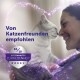 Frau, Nase an Nase mit grauer Katze, lila Funkeln, Badge „9,1/10 KATZENHALTER ZUFRIEDENHEIT“ und Schriftzug „Von Katzenfreunden empfohlen“.