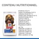 Emballage de nourriture pour chiens étiqueté "Hill's Science Plan Oral Care," montrant un chien souriant et des détails nutritionnels comme les protéines, les graisses et les vitamines.