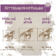 Fütterungsempfehlungstabelle für Pferde: Fohlen und Ponys (50-80g), große Pferde (100-150g), Zuchtpferde (150-200g) pro Tag.