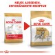 Vergleich der Verpackung von Royal Canin Dalmatian Adult Hundefutter, mit neuem Design rechts und altem Design links, mit Text auf Deutsch.