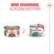 Stare i nowe puszki karmy Royal Canin z polskim tekstem 'NOWE OPAKOWANIE, ULEPSZONA RECEPTURA'.