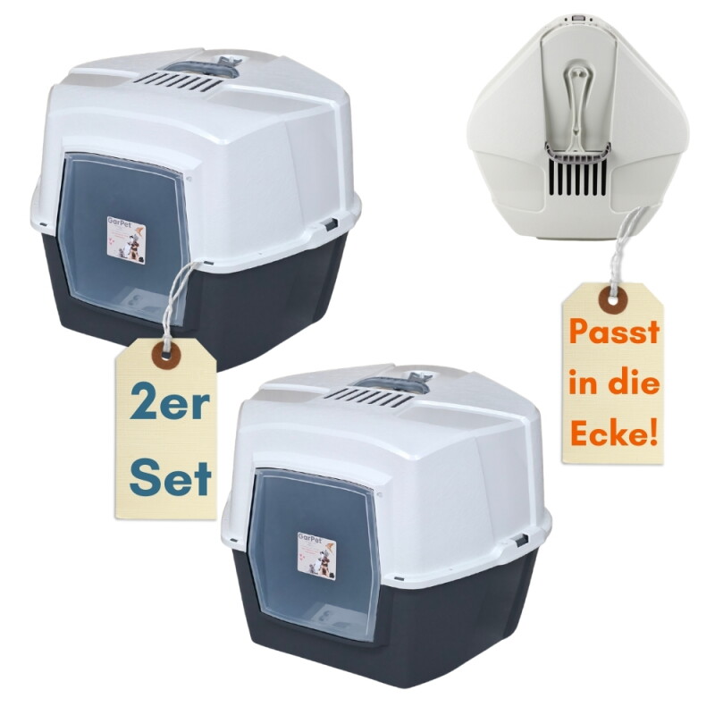 GarPet 2er Set Große Eck Katzentoilette XXL