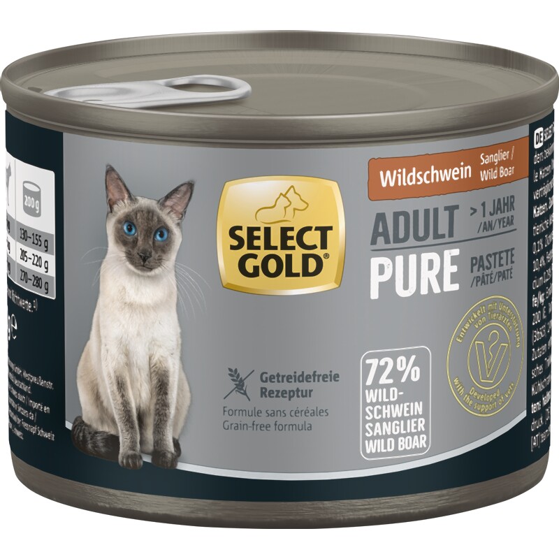 SELECT GOLD Pure Adult Paté wild zwijn 6x200 g