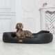 Tierlando® Premium Visco-Schaumstoff-Hundebett-Schichten, die Dicke und Materialdetails zeigen: L-XL (8 cm), XXL-XXXL (10 cm), XXXX-XXXL (12 cm).