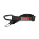 Sangle de ceinture de sécurité pour animaux KONG noire avec un mousqueton en métal et une boucle argentée, arborant le logo KONG en rouge.