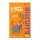 Emballage orange pour des biscuits pour chiens Edgard Cooper mettant en avant un chien joueur et un chat, avec le texte "Crouch Crunch" et "Bravo Biscuits 400G".