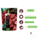 Verpackung für Hundefutter mit rohem Fleisch und Algen, mit Text, der hervorhebt, dass es getreidefrei, aus irischem Fleisch und ethisch beschafft ist.
