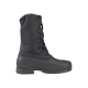 Schwarzer wasserdichter Winterstiefel mit gepolstertem Obermaterial und Schnürdesign, mit einer dicken Gummisohle für Traktion.