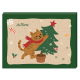 Ein festlicher katzenthematischer Adventskalender mit dem Text 'FROHE WEIHNACHTEN' und Schneeflocken, mit einer flauschigen Katze auf einem schneebedeckten Hintergrund.