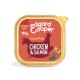 Edgard & Cooper 150g grain-free senior dog food, Chicken & Salmon on orange label with chicken silhouette and dog faces