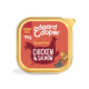 Edgard & Cooper 150g grain-free senior dog food, Chicken & Salmon on orange label with chicken silhouette and dog faces