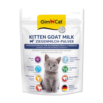 GimCat Kitten Ziegenmilchpulver für Kätzchen 0-2 Monate, mit Nährstoffen für Wachstum, Immunität, Verdauung und Herzgesundheit, hergestellt in Deutschland.