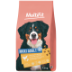 MultiFit dog food bag featuring a Bernese mountain dog, label 'MAXI ADULT 2+' and 'with poultry and carrot', 12 kg