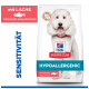 Hill's Science Plan hypoallergene Futterpackung mit weißem Hund; Kennzeichnungen: hypoallergen, mit Lachs.