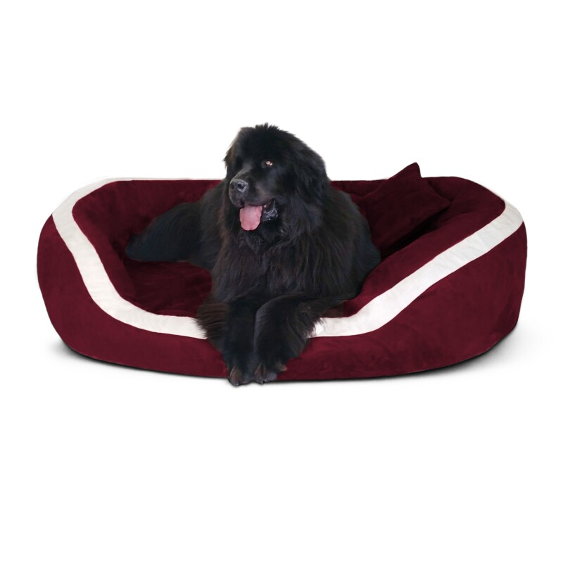 Tierlando ® PEPPER Orthopädisches Hundebett Hundesofa L XL XXL Velours MEGA DICK & WEICH dunkelrot 1,1 m, 30 cm, 85 cm