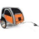 Tieranhänger in Orange und Grau mit Netzfenstern, entworfen für den Transport von Haustieren, mit einem stabilen Rahmen und Anhängerkupplung.