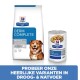 Hill's Prescription Diet Derm Complete hondenvoer, met droog en nat voer, met een blauwe banner die "PROBEER ONZE HEERLIJKE VARIANTEN" promoot.