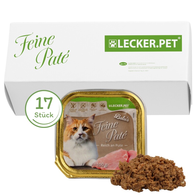 Lyra Pet Lecker.Pet Balu's Feine Paté Reich an Pute Katzenfutter Nassfutter Vollnahrung 1,94 kg