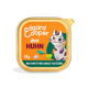 Pâté pour chat Edgard Cooper BIO Huhn, 85g, avec une illustration de chat ludique sur un fond orange, étiqueté 'BIO PATÉ FÜR ADULT KATZEN.'