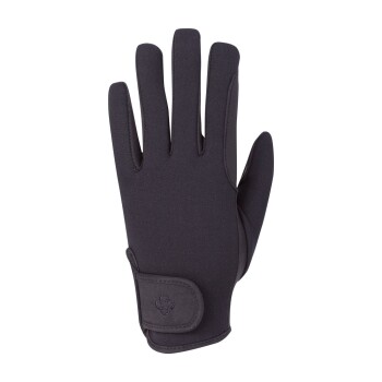 Schwarze Haustierpflegehandschuhe mit einem Klettverschluss, entworfen für Komfort und Griff.