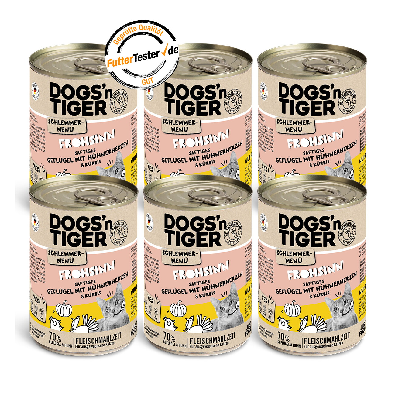 Dogs'n Tiger Katzennassfutter Frohsinn 6x400 g