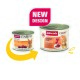 Animonda Carny Kätzchendosen (alt und neu), Kätzchenfoto, 'NEW DESIGN'-Label und Text 'Geflügel + Rind / Poultry + Beef'
