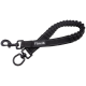 Schwarze Bungee-Hundeleine mit einem stabilen Clip und Floxik-Branding, entworfen für Komfort und Kontrolle während der Spaziergänge.