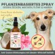 Pflanzenbasiertes Spray für Hunde, gegen Zecken, Mücken, Flöhe und Milben. Flasche mit Anti-Zecken-Wirkkomplex und Abwehrstoff Saltidin.