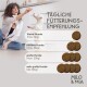 Milo & Mia Daily Bites Magen & Darm, eine Dose mit halbfeuchten Snacks für Hunde, mit Zutaten und Nährwertinformationen auf Deutsch.