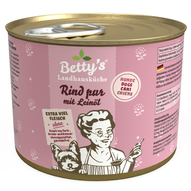 Betty's Landhausküche Rind pur mit Leinöl 6x200 g