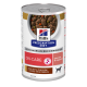Dosen-Hundefutter von Hill's Prescription Diet, beschriftet mit "ON-CARE", das einen Eintopf mit Huhn und zusätzlichen Gemüse enthält.
