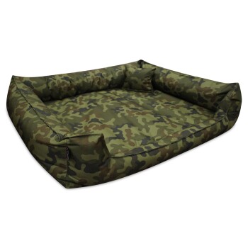 Tierlando® Premium Visco-Schaumstoff-Haustierbett-Schichten, die Dicke und Materialien zeigen: M-L (6 cm) und XL-XXL (9 cm) mit detaillierter Zusammensetzung.