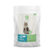 Katzenfutterverpackung mit einer flauschigen grauen Katze, beschriftet "Felicita" und mit "Meeresfrüchte, Seelachs & Rind mit Apfel und Petersilie."