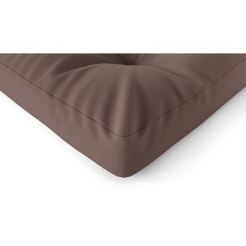 Braunes Hundebett mit einem plüschigen, gepolsterten Design, das weichen Stoff und ein dickes Kissen für den Komfort des Haustiers zeigt.