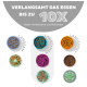 Bunte langsame Fressnäpfe für Haustiere mit Spiral- und Labyrinthmustern. Text: "SLOWS EATING UP TO 10X Gegen Fettleibigkeit und Blähungen."