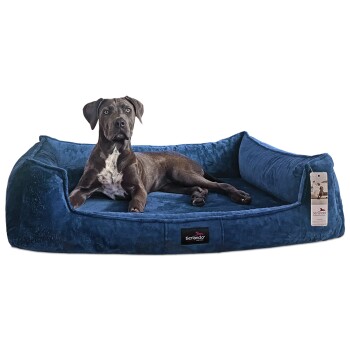 ® Orthopädisches Hundebett FRANKLIN Kuscheliger Teddy-Stoff - Hundesofa blau 1,1 m, 22 cm, 90 cm