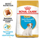Torba z karmą dla szczeniąt Royal Canin Jack Russell Terrier z wizerunkiem małego psa, z tekstem podkreślającym odżywianie rasy i wsparcie immunologiczne.