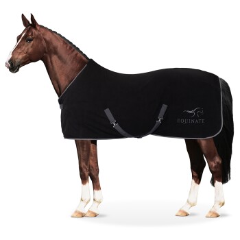 Abschwitzdecke Nevada aus Fleece mit Widerristpolster und Kreuzbegurtung schwarz 1,45 m
