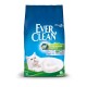 Un sac de 20L de litière pour chats Ever Clean avec un chat blanc se prélassant, étiqueté "Élimination maximale des odeurs" et "Formule faible en poussière."
