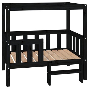 erhöhtes Hundebett aus Kiefernholz schwarz 73,5 cm, 90 cm, 73,5 cm